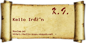 Kello Irén névjegykártya